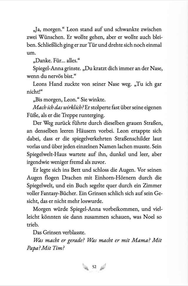 Buchseite 52: in der Spiegelwelt